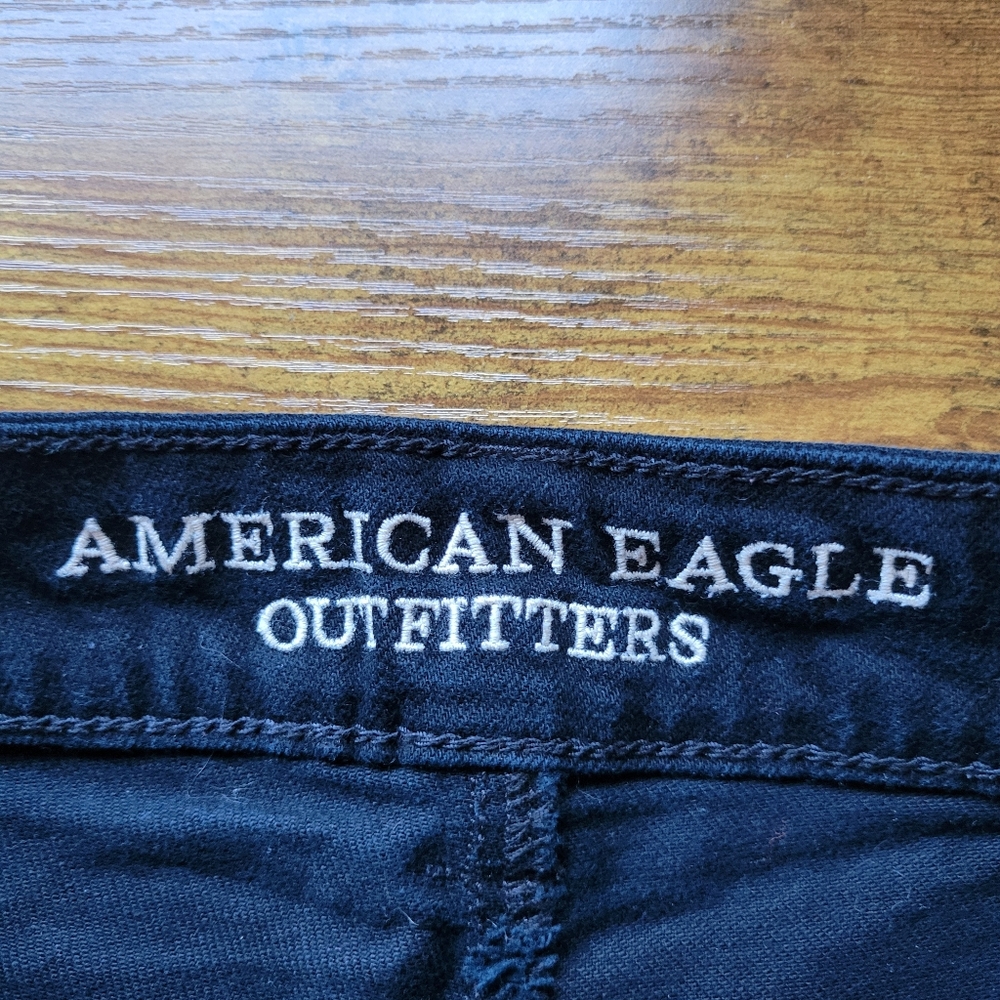 American Eagle Distressed Jean Shorts Cut Off Stretch Denim Black Women's Size 2 - Picture 4 of 5